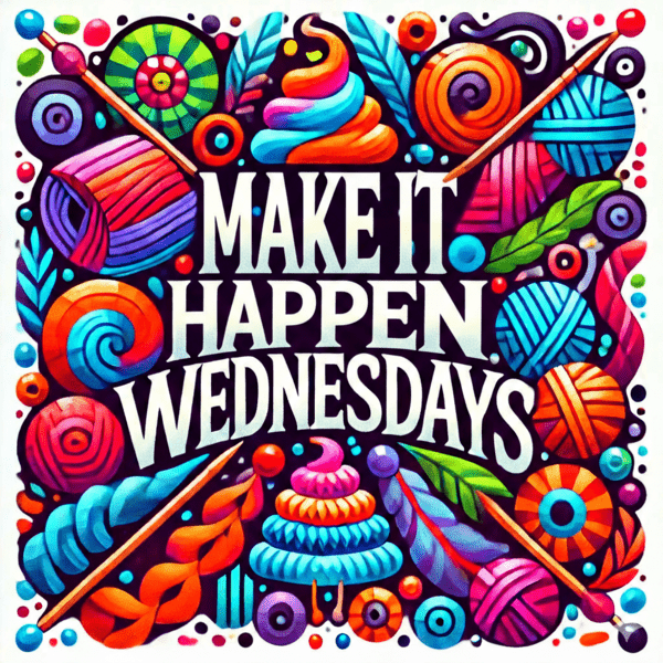 Make It  Happen Wednesdays — online co-work and knit circle for creatives, every Wednesday 1–3 PM ET.